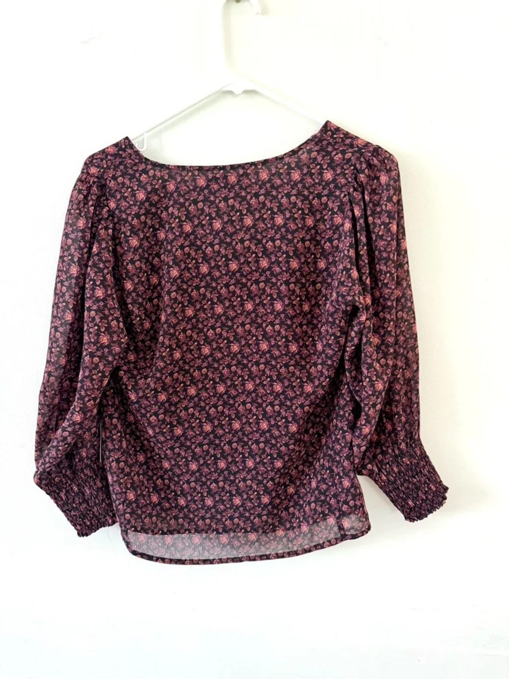 Madewell Floral Boatneck Blouse with Pink Accents, S